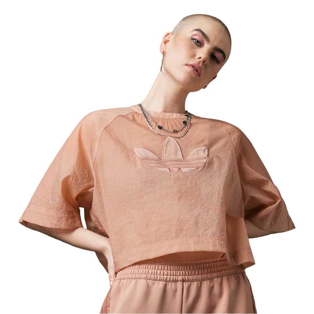New adidas Always Original Cropped T-Shirt in blush clay strata xs